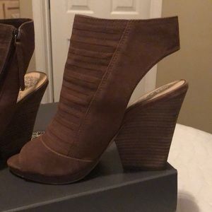 Vince Camuto open toe booties.